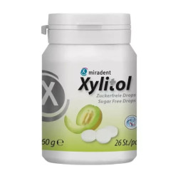 Xylitol pastilės su ksilitoliu, HAGER&WERKEN, melionų skonio, DĖŽUTĖJE, 26 vnt