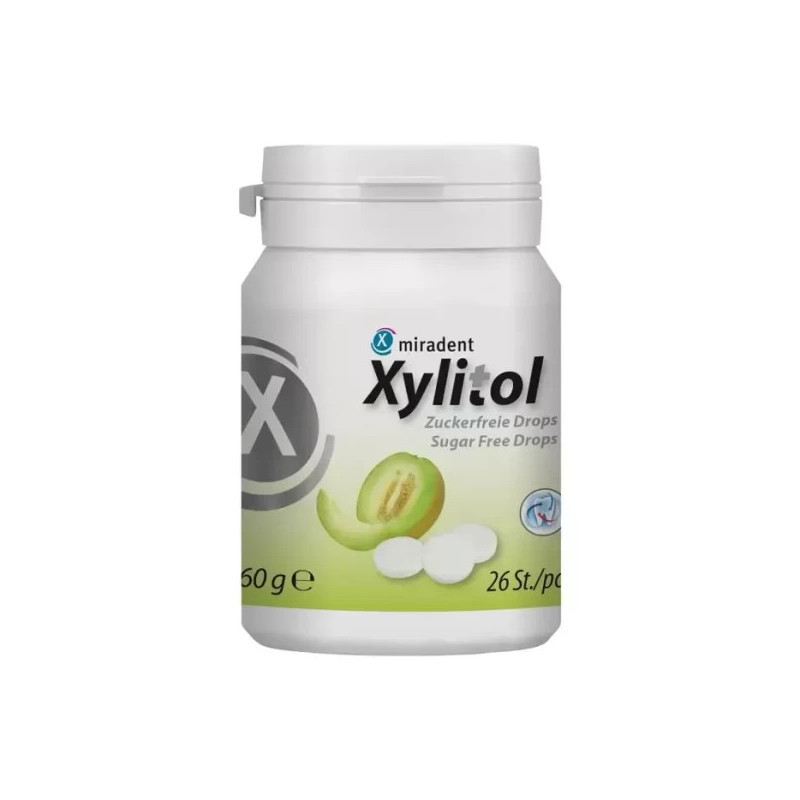 Xylitol pastilės su ksilitoliu, HAGER&WERKEN, melionų skonio, DĖŽUTĖJE, 26 vnt